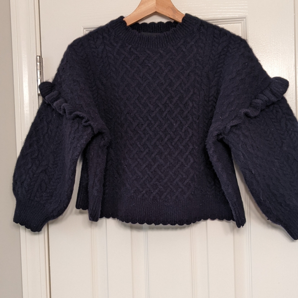 Needle&Thread wool navy blue sweater